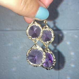 Luxurious Purple and Gold Earrings